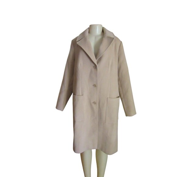 New, Candace Cameron Bure QVC Tan Button- Front Tailored Coat SZ L - Picture 2 of 8